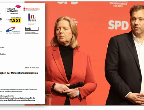 Offener Brief an SPD-Minister: Bundesverband Taxi pocht gemeinsam mit Partnern auf Unabhängigkeit der Mindestlohnkommission